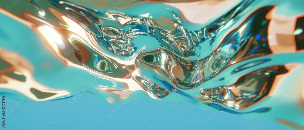 Aufkleber distorted reflections in a captivating reflective surface showcasing dynamic textures
