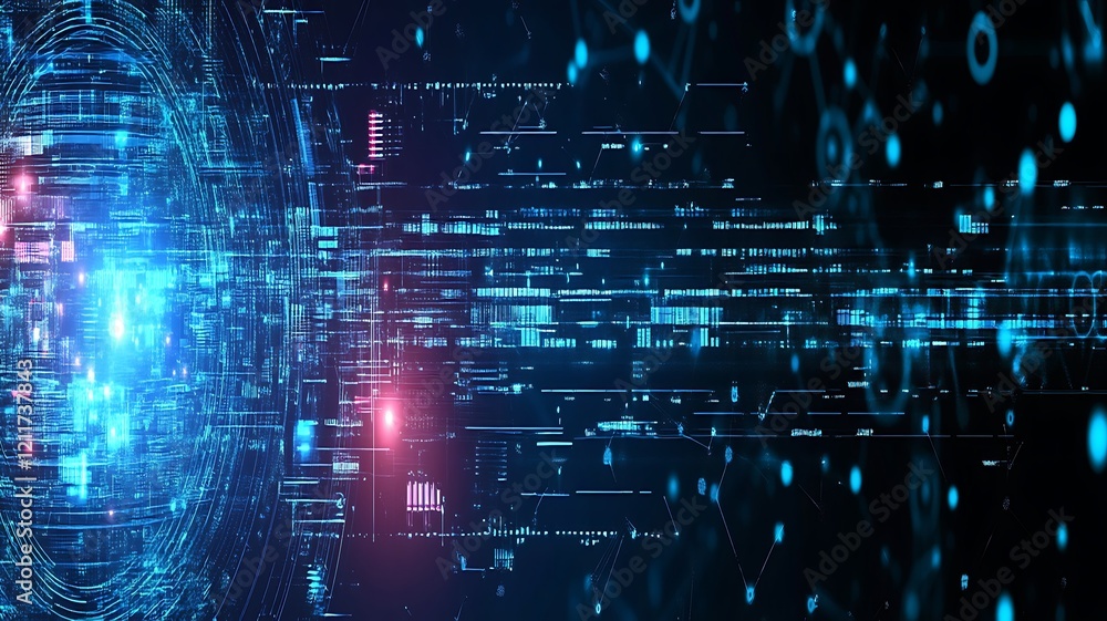 Poster abstract digital network data flow visualization
