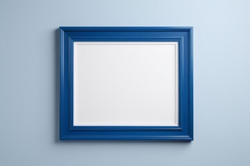 a close up of a blue frame on a wall with a blue wall