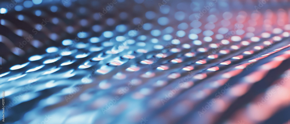 Poster rocked aluminum texture with vibrant neon patterns on a smooth surface