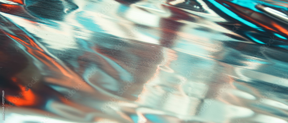 Poster uniformly textured rolled aluminum with smooth surface reflects various colors