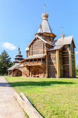 Wooden orthodox church of the Assumption of the Virgin in Vitoslavlitsy village, Veliky Novgorod, Russia