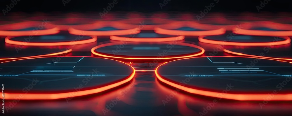 Aufkleber online courses idea. futuristic interface with glowing circles representing advanced technology elem