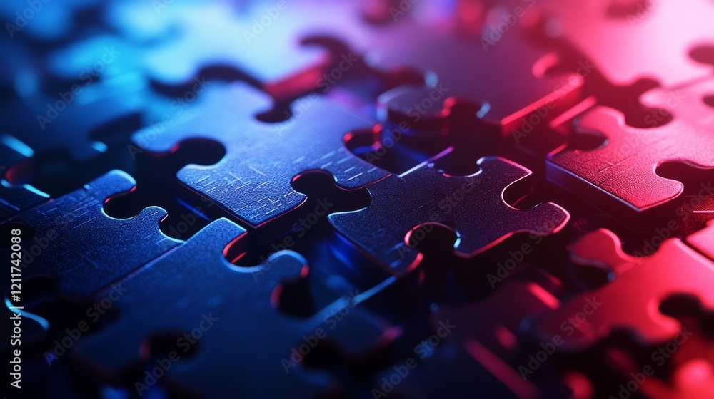 Poster digital technology background with digital puzzle pieces. puzzle pieces and digital circuit board. f