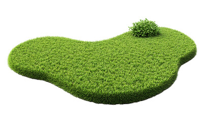 Lush green island, isolated, 3D render, nature backdrop, game design