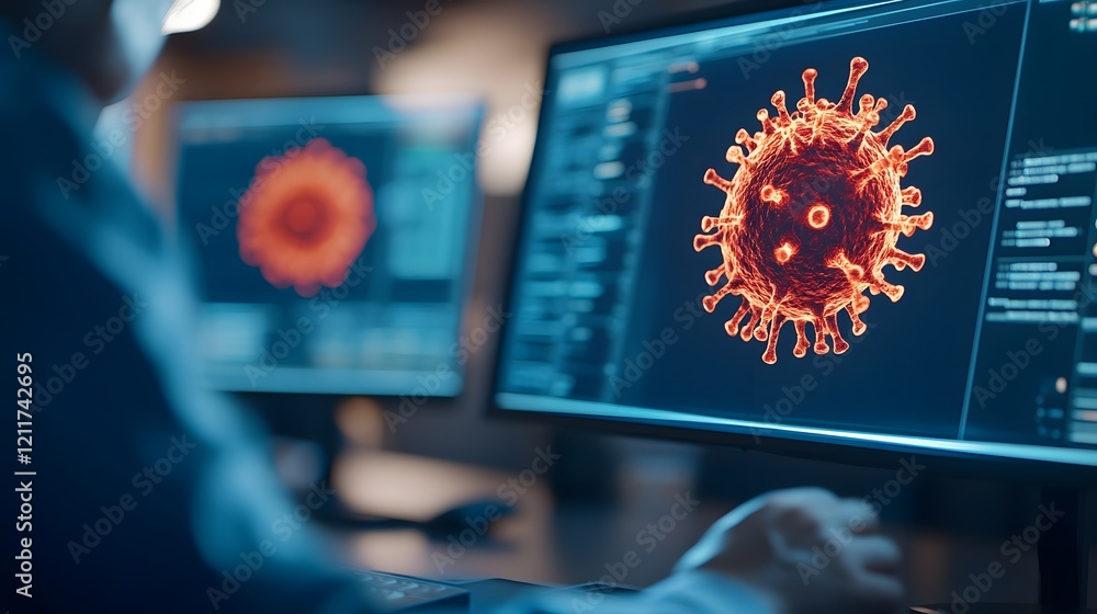 Poster ai powered biosecurity center monitoring global health threats using holographic data visualization