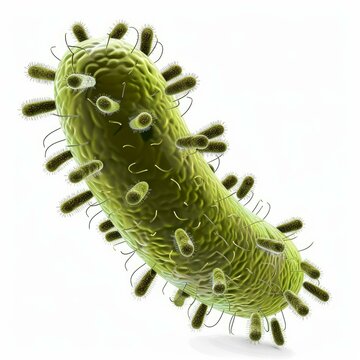 Microscopic view of rod shaped bacteria with pilli and fimbriae, important for bacterial conjugation and adhesion