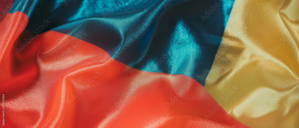 Poster vibrant textile showcasing shiny nylon and smooth surface with bold colors