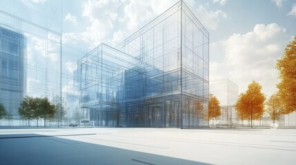 Obraz premium Modern architecture development with holographic plans