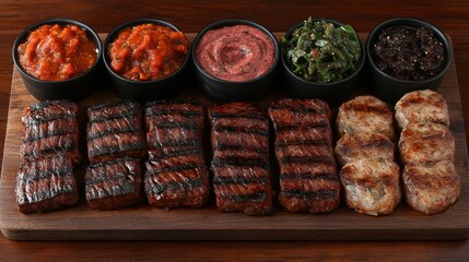 Grilled Steak and Pork Medallions with Assorted Dips