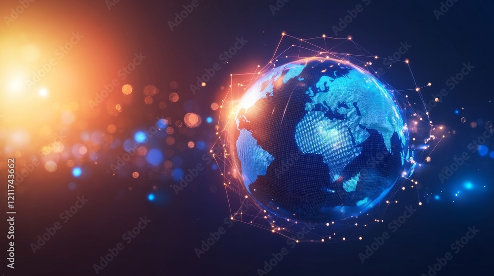 Poster abstract blue digital background with a global network and connectivity. abstract technology. abstra