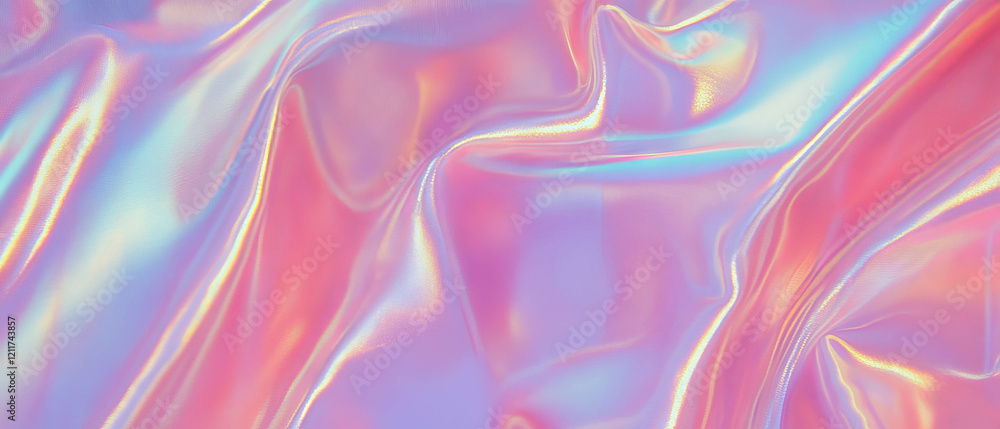Poster Luxurious silk charmeuse with glossy sheen displaying smooth and colorful texture