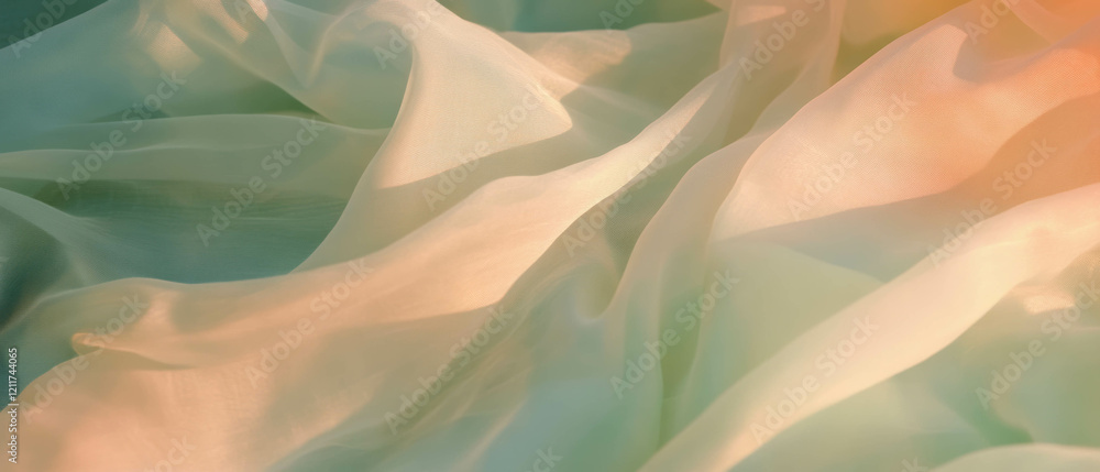 Poster flowing silk chiffon fabric showcasing lightweight texture and elegant drape patterns