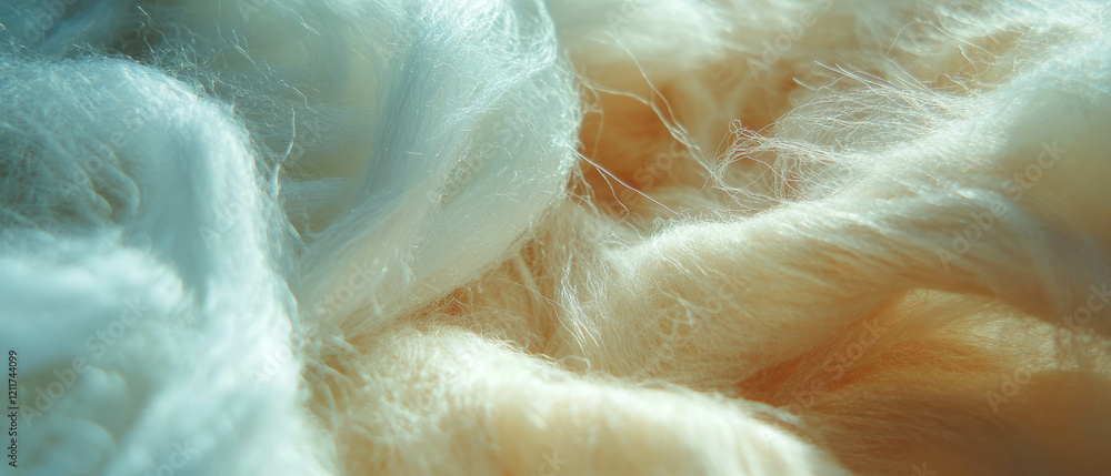 Poster discovering the unique textures of silk cocoons and natural fibers from different perspectives