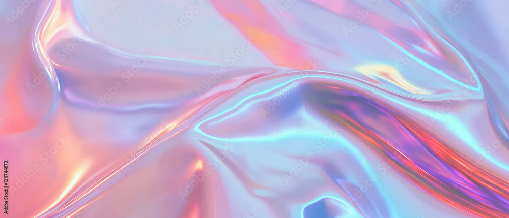 Poster smooth silk satin fabric displaying glossy sheen with vibrant color reflections