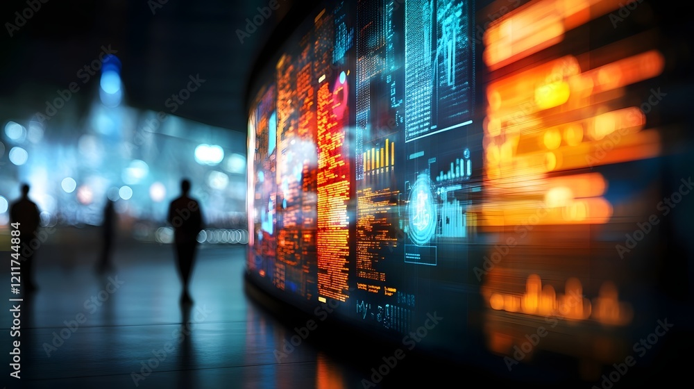 Poster futuristic office with holographic tools and digital workflows for efficient teamwork and