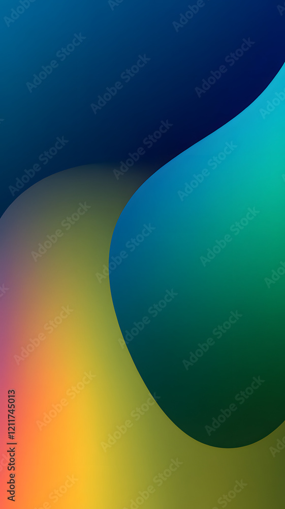 Poster colorful abstract shapes blend in vibrant gradients with soft edges in a modern artistic composition