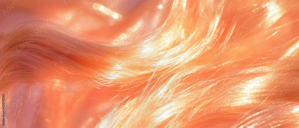 Poster delicate silk thread displays smooth texture and fine fibers with stunning shine