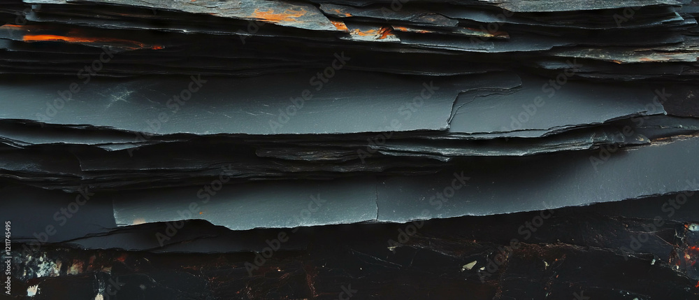 Aufkleber exploration of slate texture with dark layers and thin plates in natural formation