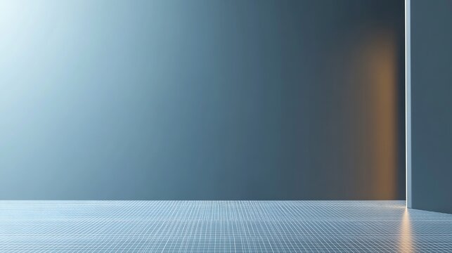 Soft light illuminates sleek grey room subtle orange accent wall. AI Generated