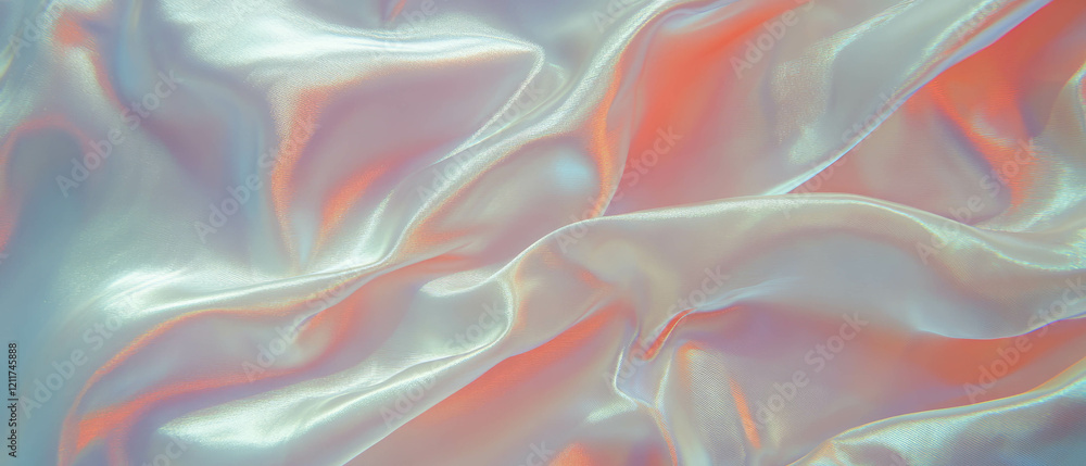 Poster luxurious texture of smooth silk highlighting its sheen and soft drape in vibrant hues