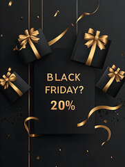 Black friday sale tag circle banner and background. AI generative.
