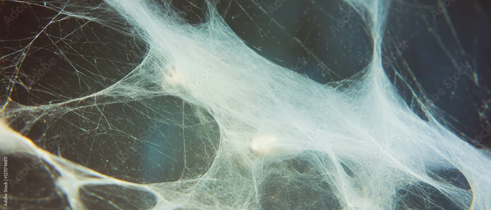 Aufkleber Intricate pattern of spiderweb showcasing thin threads and sticky surface textures