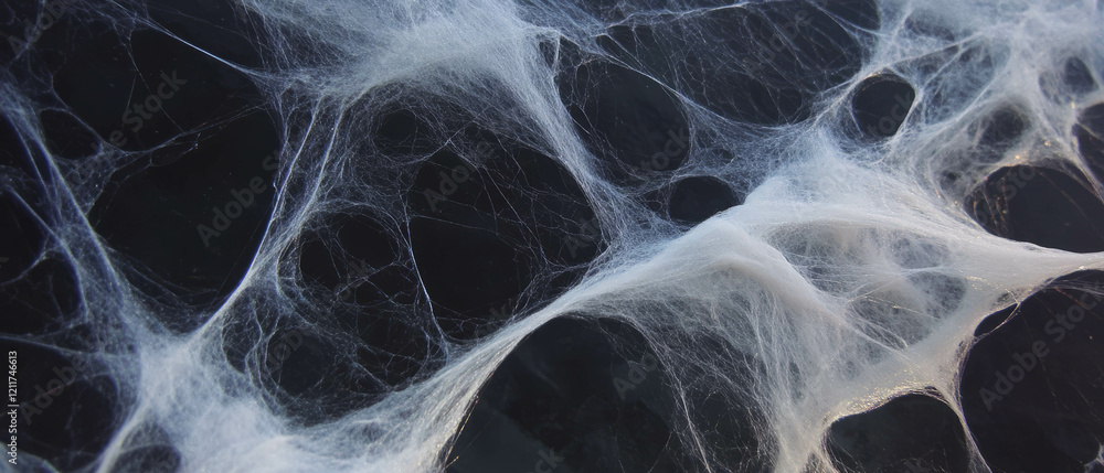 Poster Intricate patterns of spiderweb showcasing delicate threads and adhesive surfaces