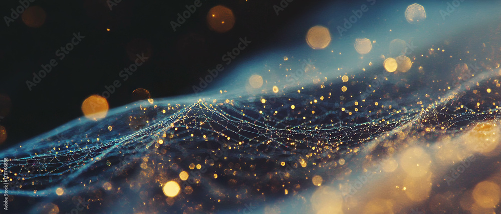 Aufkleber Exploration of spiderweb textures with intricate patterns and shimmering gold glitters