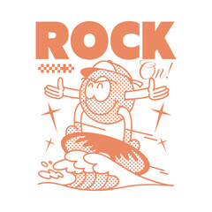 Vintage music t-shirt design for print. Retro rubberhose graphic poster. Musician t shirt design, Vintage vector graphic, music quotes design. 