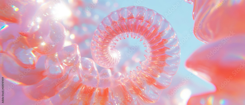 Poster Intricate spiral patterns create mesmerizing rotating effects in soft pastel colors