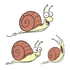 Snail with shell cartoon character