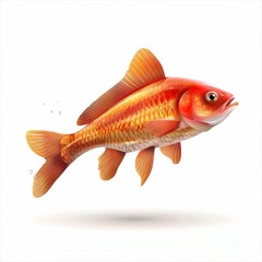Obraz premium Fish 3d realistic icon, mackerel draw shape, fishing symbol, tuna silhouette, salmon sign, color fish