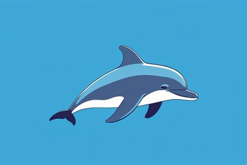 Obraz premium dolphin in the blue sky with a white nose and black tail