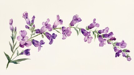 Fototapeta premium Elegant Watercolor Snapdragon Stem