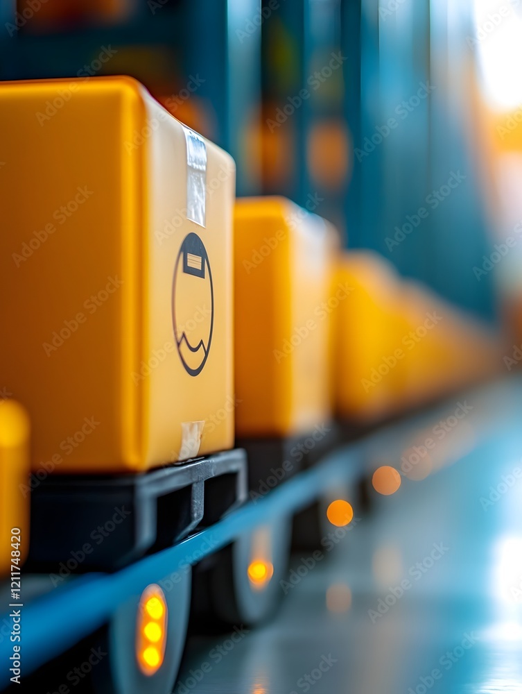 Aufkleber automated warehouse with robotic inventory management and digital analytics dashboards