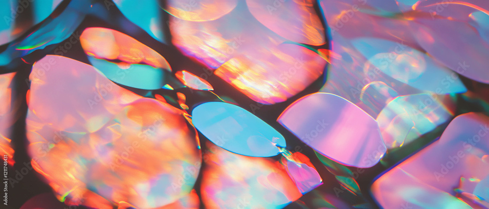 Poster Vibrant stained glass patterns create a mesmerizing display of color and light