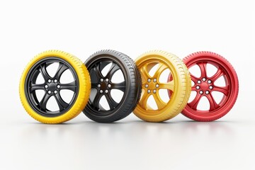 Car wheels icon, tire silhouettes, rim symbol, auto wheels sign, car tyre pictograms, automobile service logo