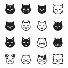 Fototapeta premium Cat flat icon, minimal kitten symbol, kitty sign isolated, pet pictogram, cat set on white