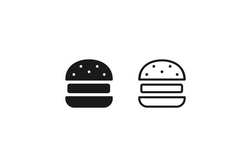 burger junk food icon stroke line and isolated set