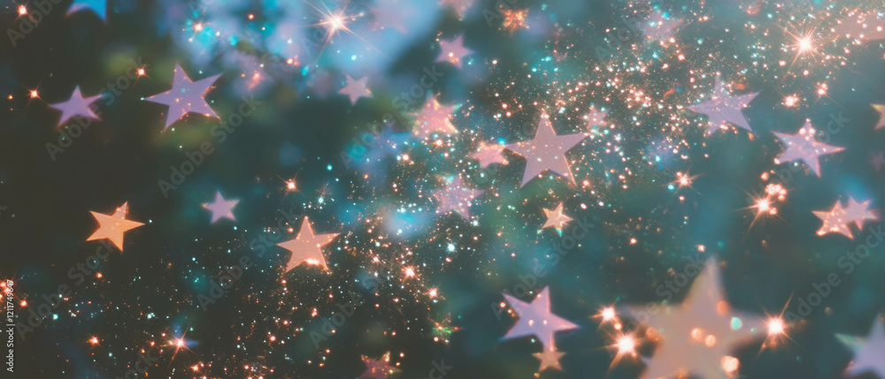Poster Texture of sparkling stars and shapes creating a magical atmosphere in varied sizes