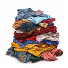 Dirty clothes pile flat icon. Doodle laundry day pile minimal symbol. Crumpled apparel garment heap