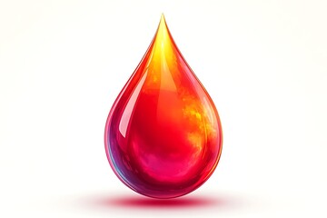Fototapeta premium A vibrant red blood drop, perfectly formed and reflecting light.