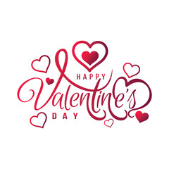 Happy Valentines Day typography design with calligraphy text and hearts, Vector illustration