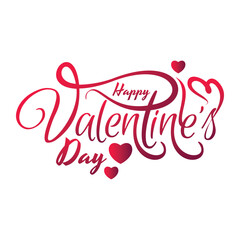 Happy Valentines Day typography design with calligraphy text and hearts, Vector illustration