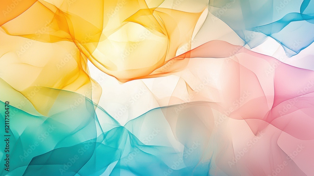 Aufkleber colorful abstract background with flowing transparent shapes and soft gradients