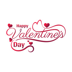 Happy Valentines Day typography design with calligraphy text and hearts, Vector illustration