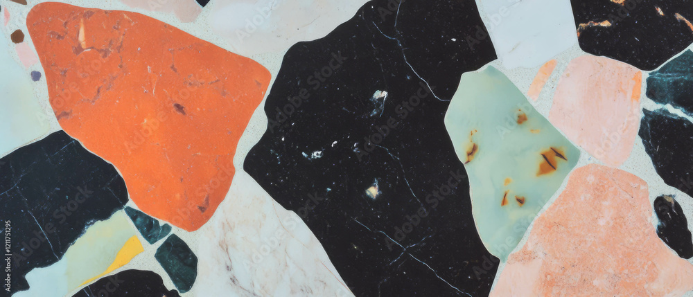 Aufkleber exploring the unique beauty of terrazzo patterns with vibrant colors and shapes