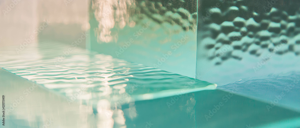 Poster Textured matte glass blocks with raised patterns create a tactile surface experience