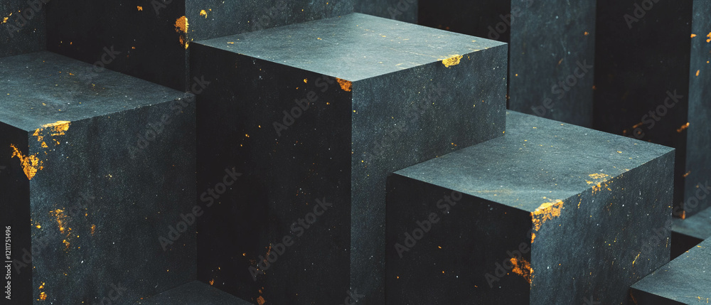 Poster Textured surfaces with geometric patterns and contrasting elements in modern design
